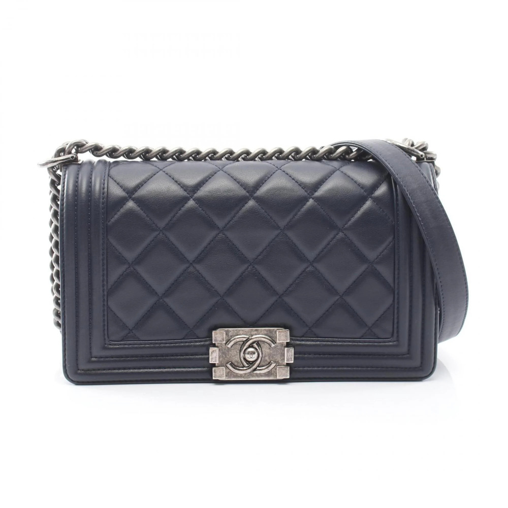Chanel Boy Antique Silver Hardware Shoulder Bag/Handbag, Lambskin Leather, Wo...